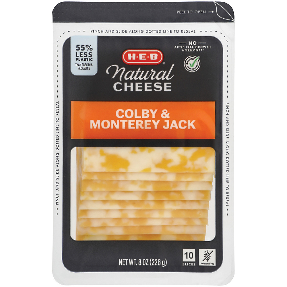 Calories in H-E-B Select Ingredients Colby Jack Cheese, Thin Slices, 10 ct