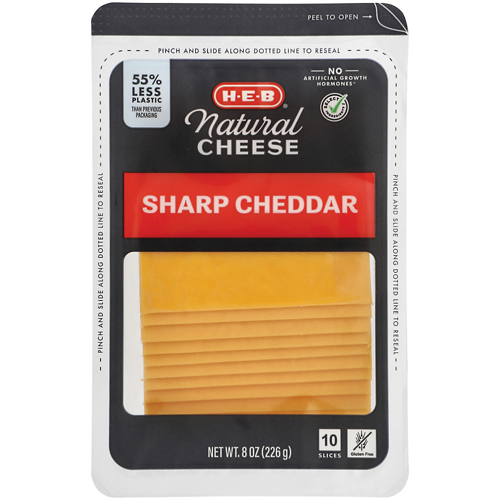 Calories in H-E-B Select Ingredients Sharp Cheddar Cheese, Thin Slices, 10 ct