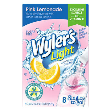 Wyler's Light Singles-To-Go Sugar Free Drink Mix – Pink Lemonade, 8 ct