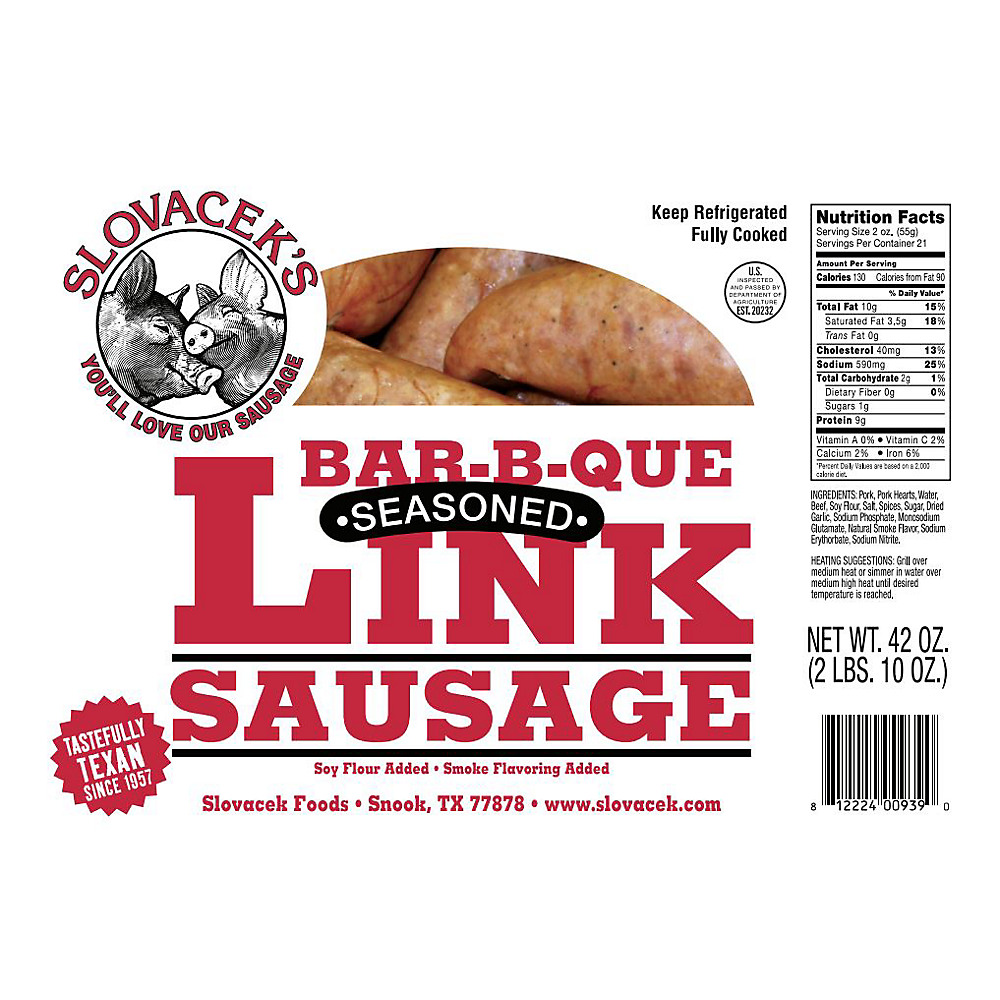 Calories in Slovacek's Bar-B-Que Seasoned Link Sausage, 3 lb