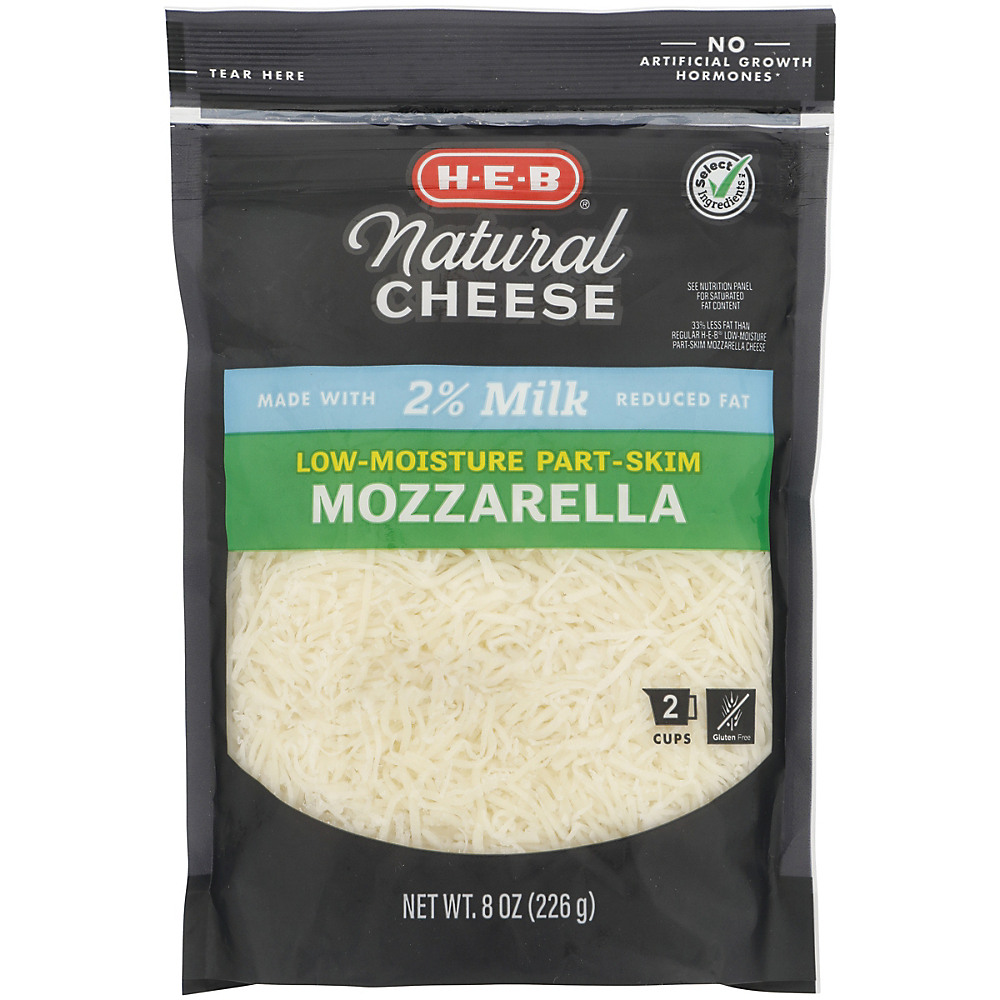 Calories in H-E-B Select Ingredients Reduced Fat Mozzarella Cheese, Shredded, 8 oz