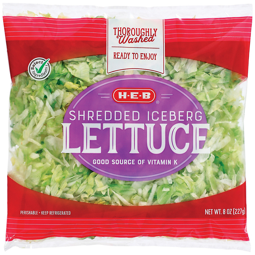 Calories in H-E-B Select Ingredients Shredded Iceberg Lettuce, 8 oz