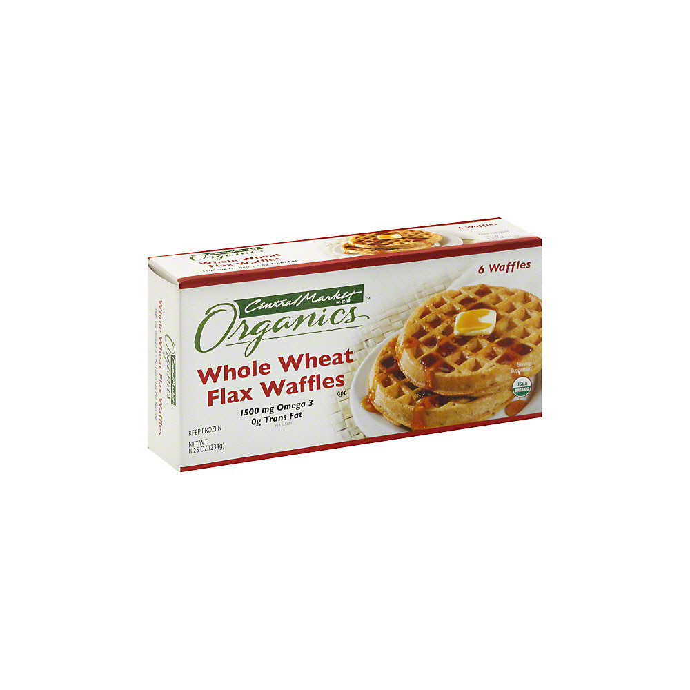 Calories in Central Market Organics Whole Wheat Flax Waffles, 6 ct