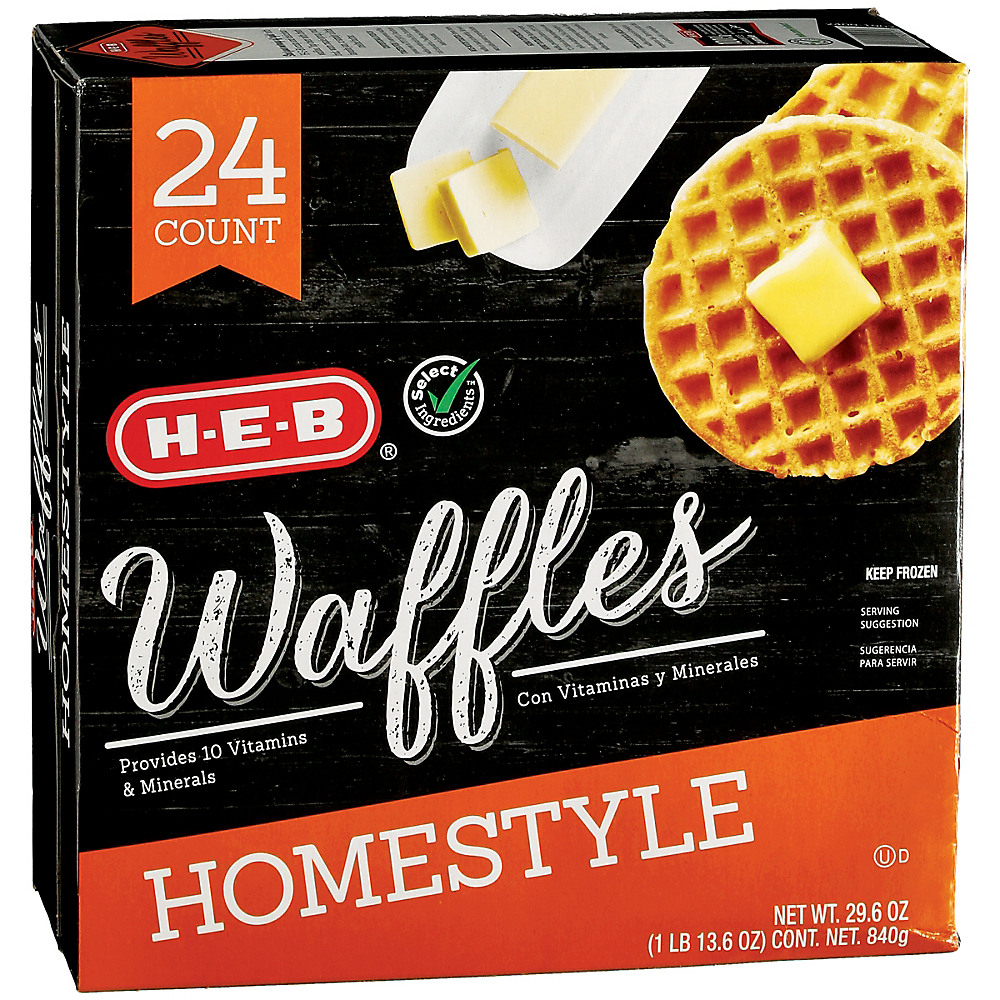 Calories in H-E-B Select Ingredients Homestyle Waffles Family Pack, 24 ct