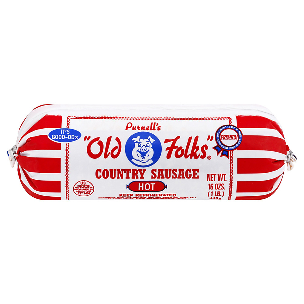 Calories in Purnell's Old Folks Country Hot Sausage, 16 oz