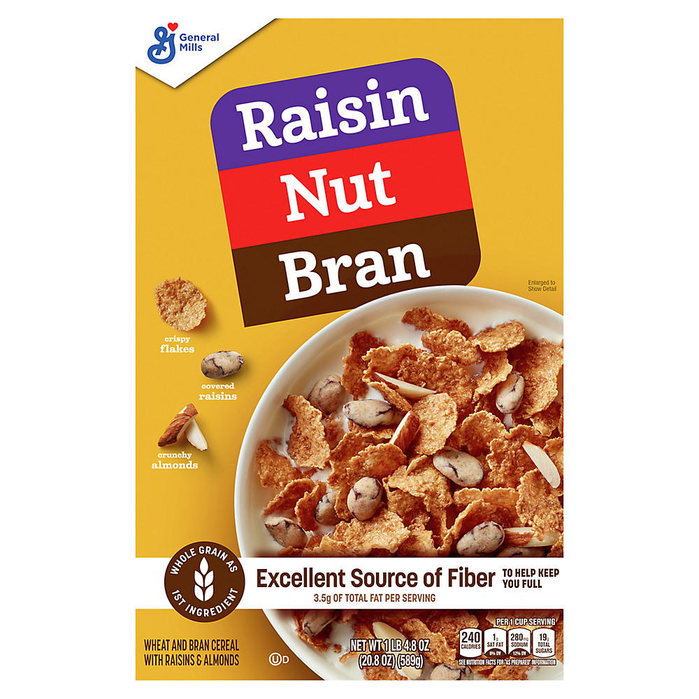 Calories in Raisin Nut Bran Raisin Nut Bran with Almonds and Covered Raisins Cereal, 20.8 oz