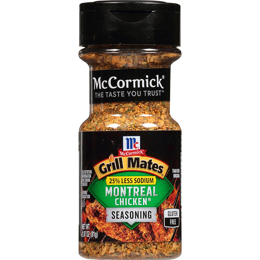 Calories in McCormick Grill Mates 25% Less Sodium Montreal Chicken Seasoning, 2.87 oz