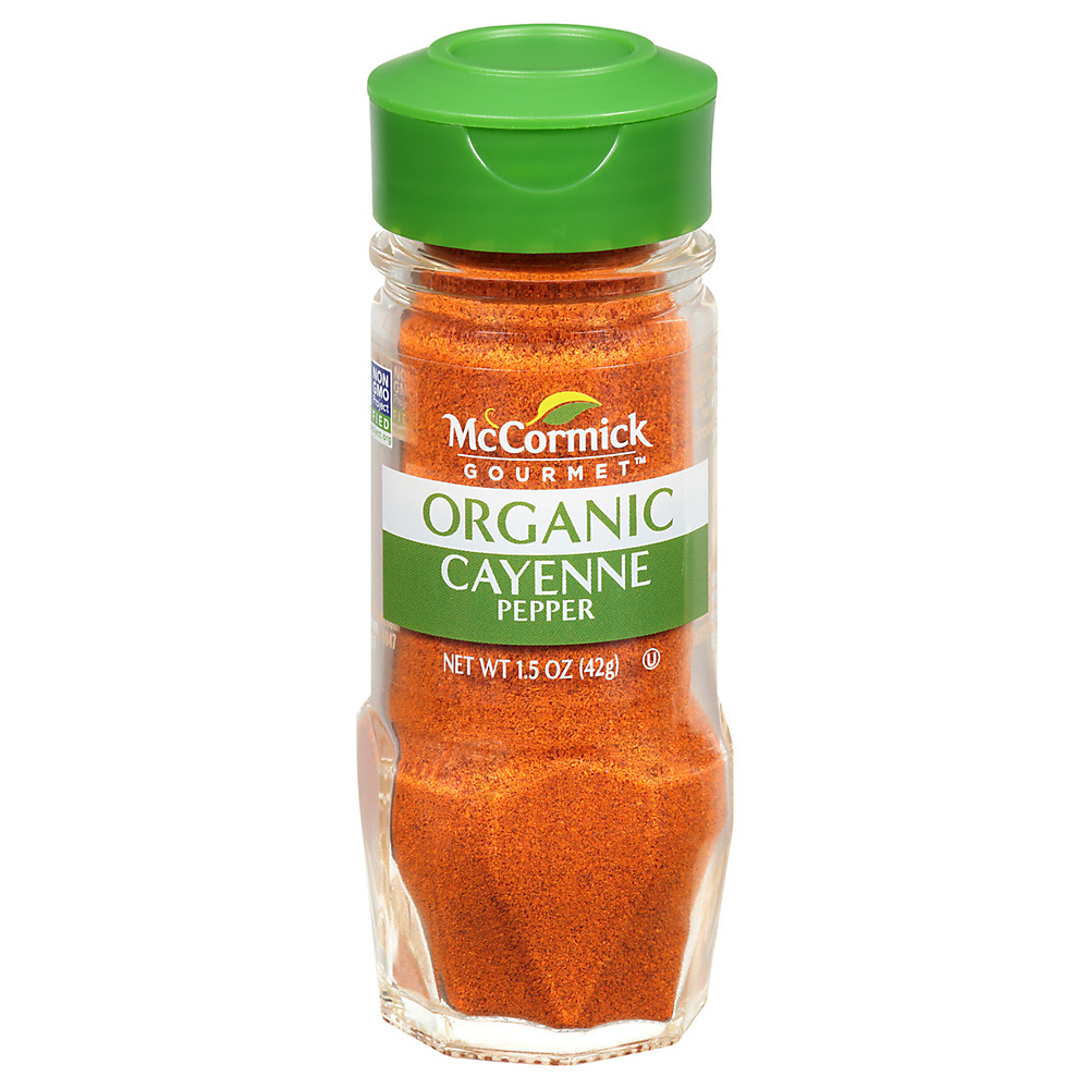 Calories in McCormick Gourmet Organic Cayenne Red Pepper, 1.5 oz