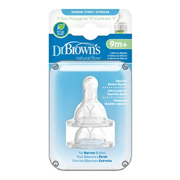 Dr. Brown's Narrow Bottle Silicone Nipples 9+ Months, 2 ct