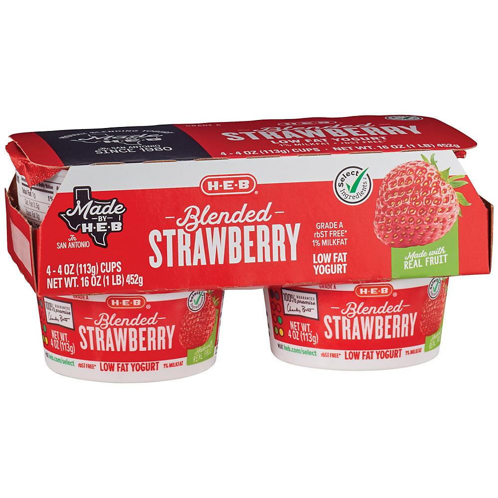 Calories in H-E-B Select Ingredients Blended Low-Fat Strawberry Yogurt, 4 ct