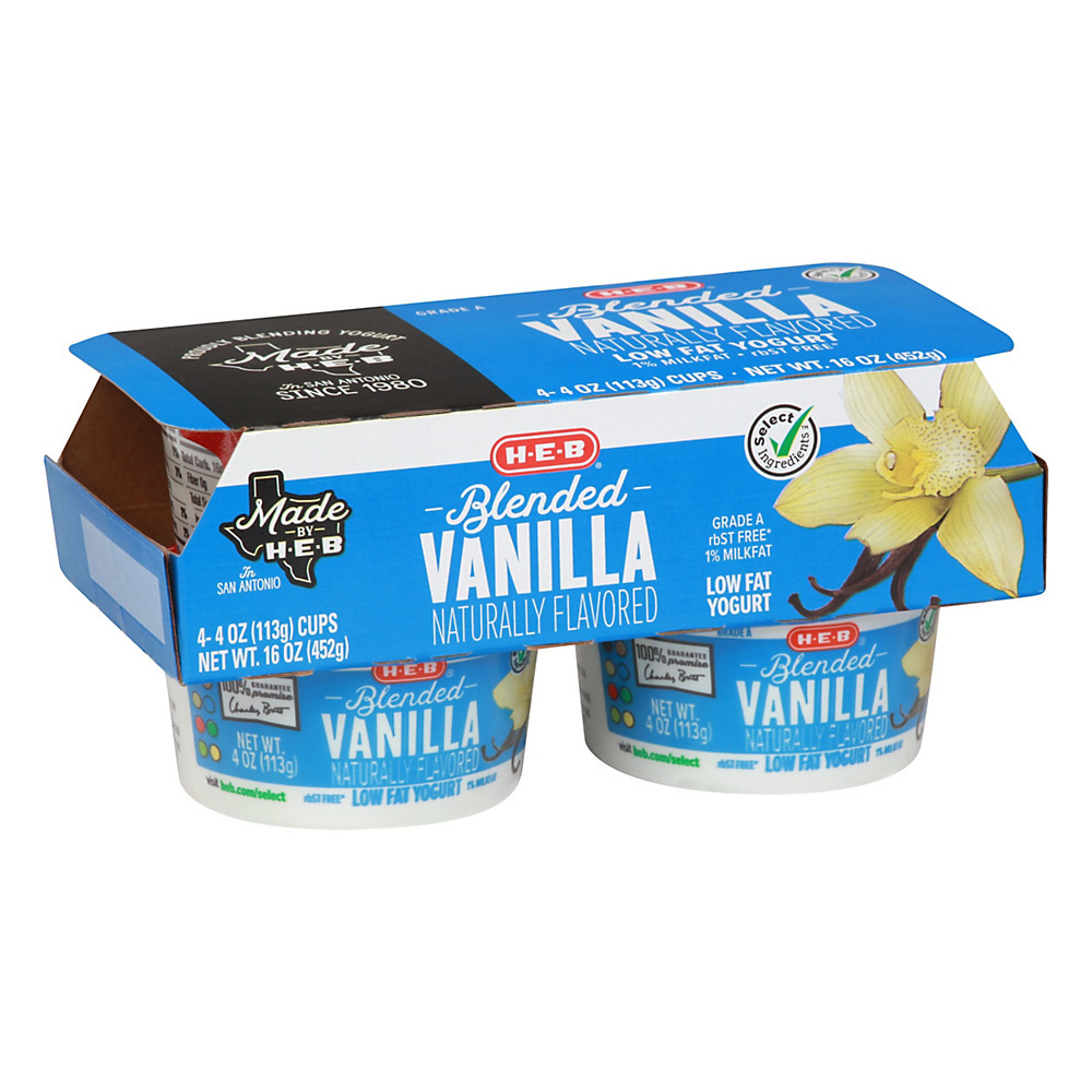 Calories in H-E-B Select Ingredients Blended Low-Fat Vanilla Yogurt, 4 ct
