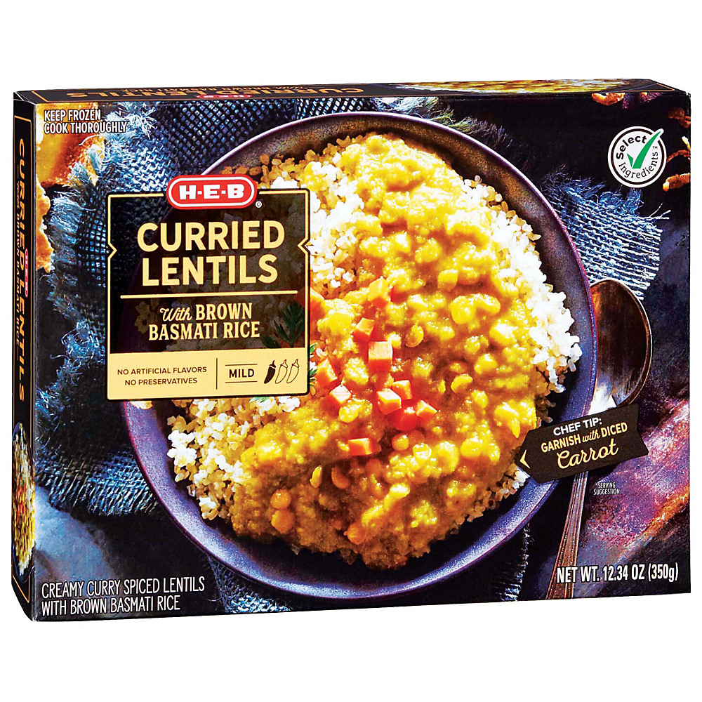 Calories in H-E-B Select Ingredients Curried Lentils with Brown Basmati Rice, 12.34 oz