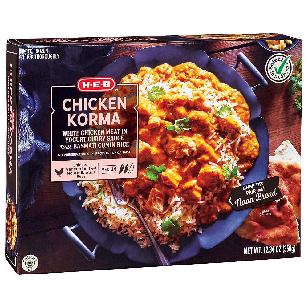 Calories in H-E-B Select Ingredients Chicken Korma, 12.3 oz