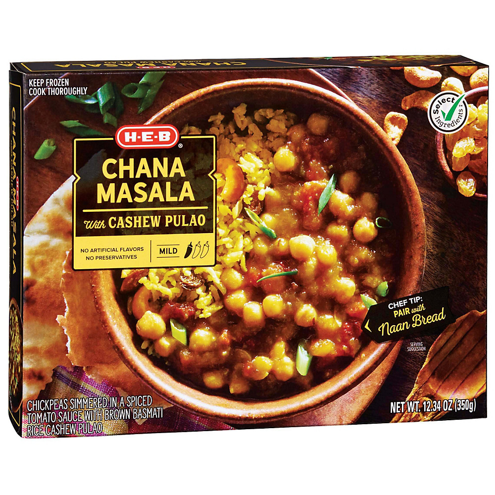 Calories in H-E-B Select Ingredients Chana Masala with Cashew Pulao, 12.34 oz