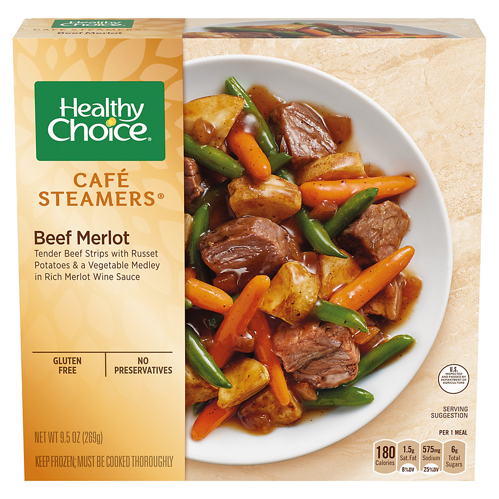Calories in Healthy Choice Cafe Steamers Beef Merlot, 9.5 oz