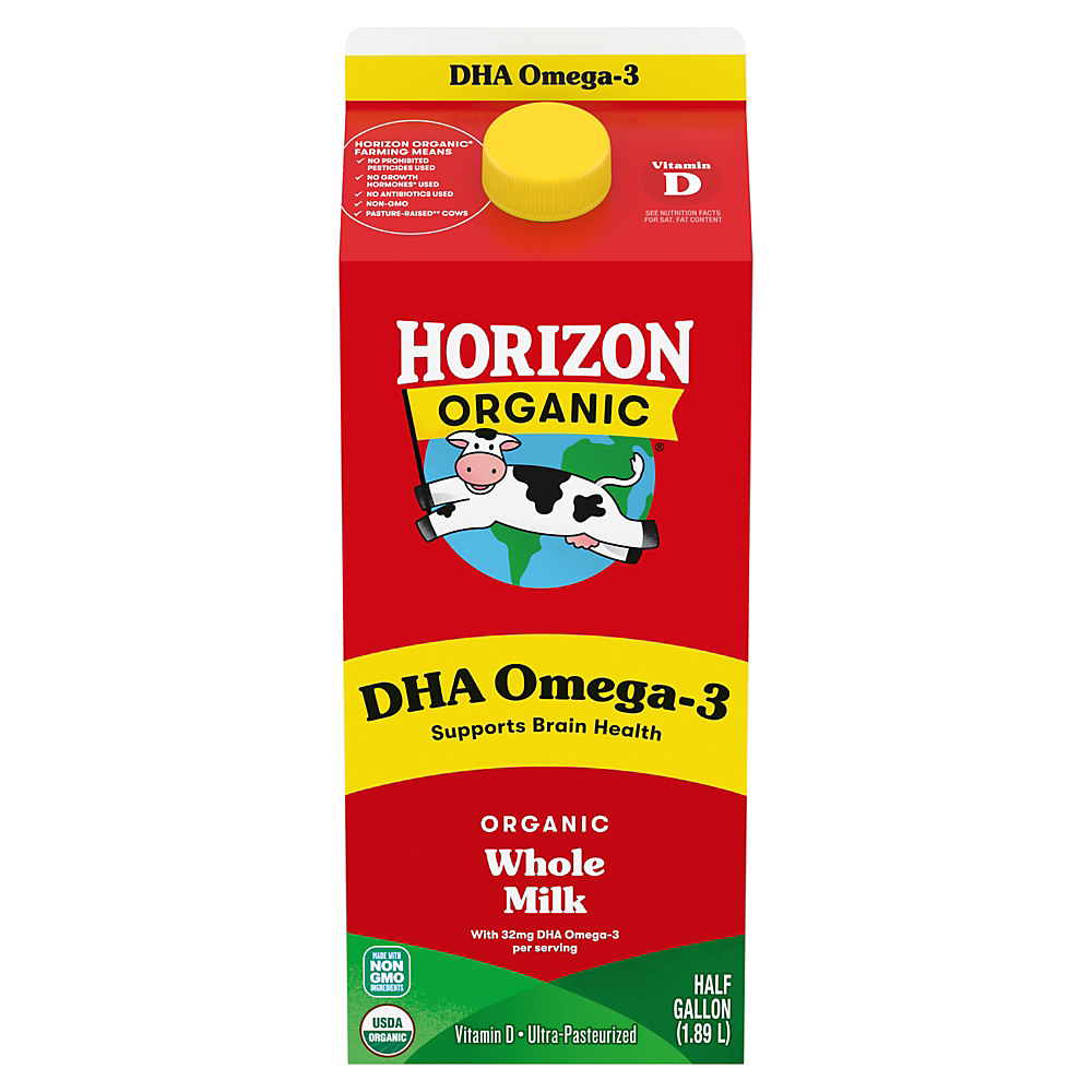 Calories in Horizon Organic Whole Dha Omega-3 Milk, Half Gallon, 64 oz