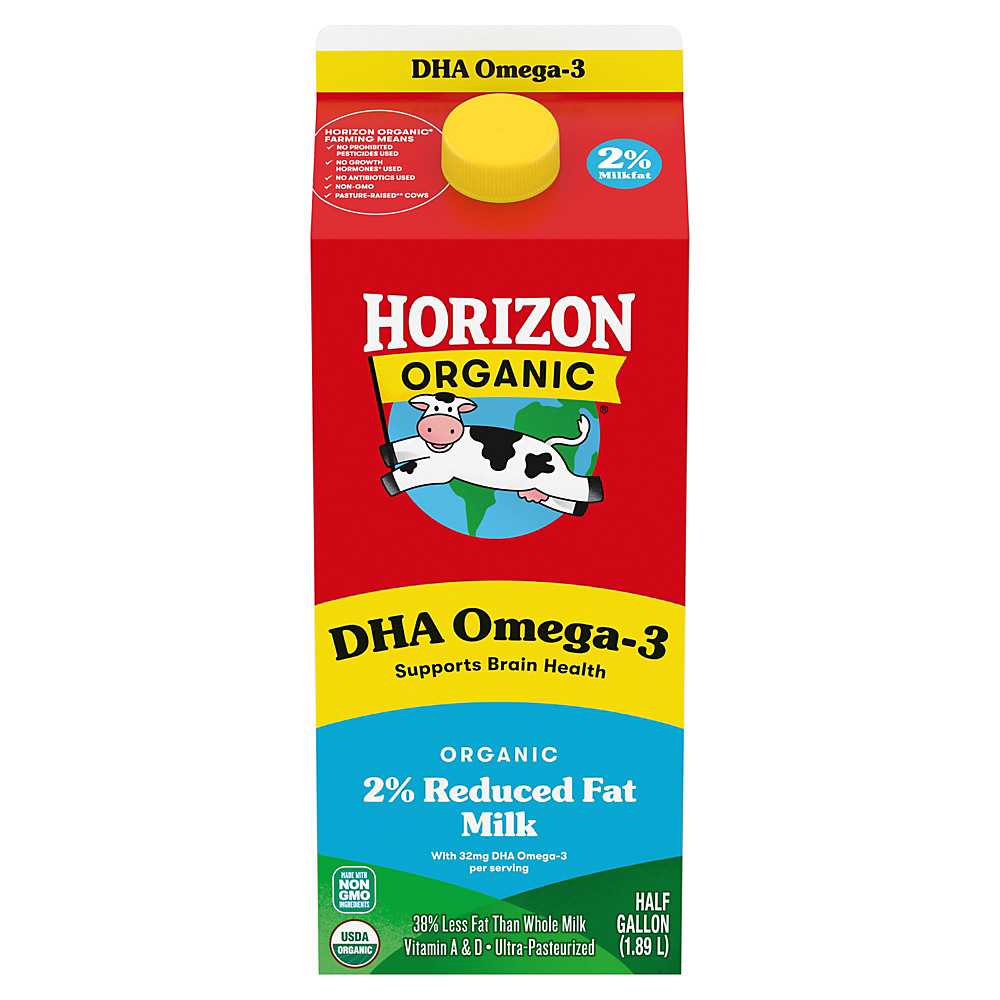 Calories in Horizon Organic 2% Reduced Fat Dha Omega-3 Milk, Half Gallon, 64 oz