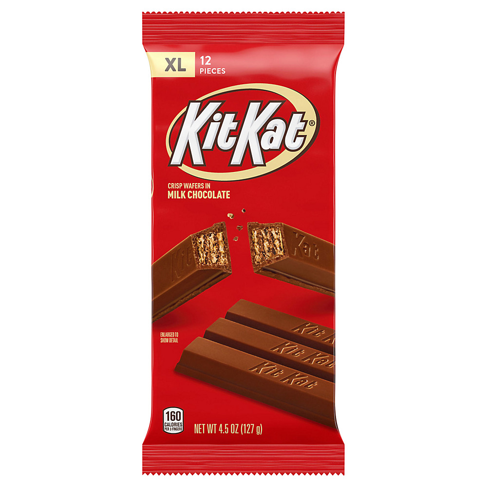 Calories in Kit Kat Milk Chocolate Wafer Extra Large Candy Individually Wrapped Bar, 4.5 oz