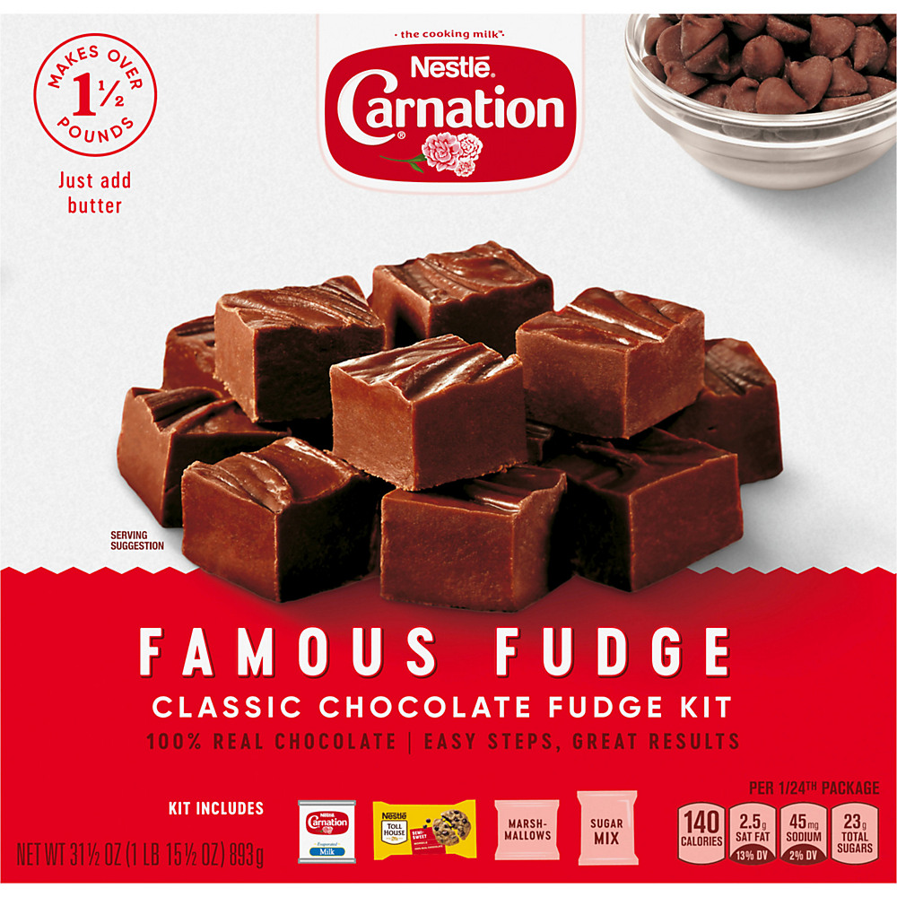 Calories in Neslte Carnation Classic Chocolate Famous Fudge Kit, 31.5 oz