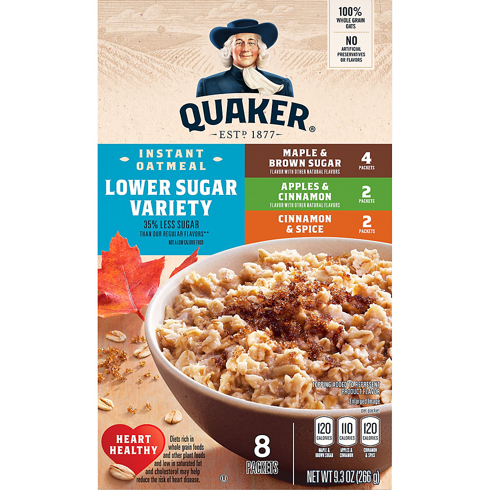 Calories in Quaker Lower Sugar Instant Oatmeal Variety Pack, 8 ct