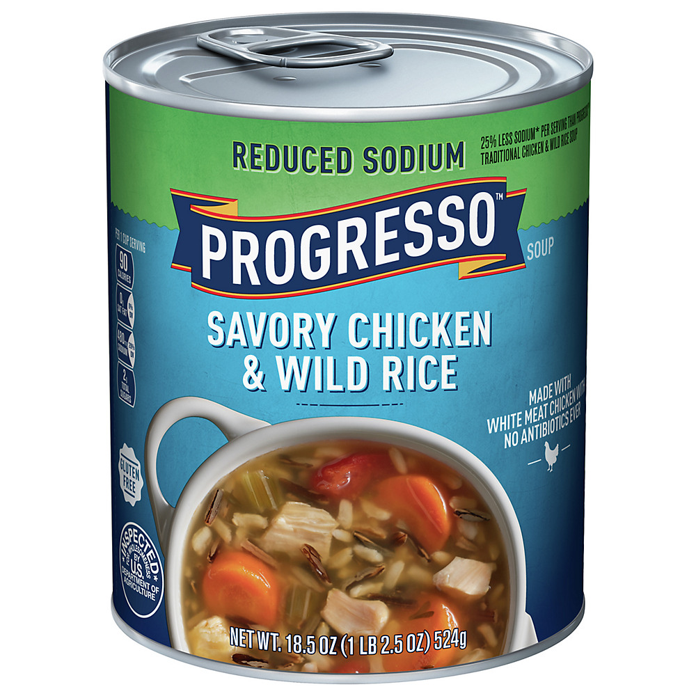 Calories in Progresso Reduced Sodium Heart Healthy Chicken & Wild Rice Soup, 18.5 oz