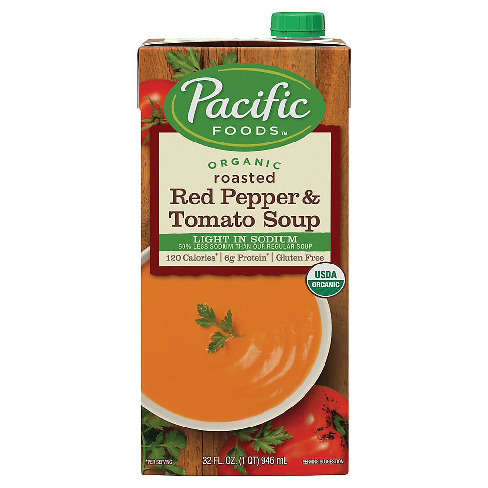 Calories in Pacific Foods Organic Light Sodium Roasted Red Pepper and Tomato Soup, 32 oz