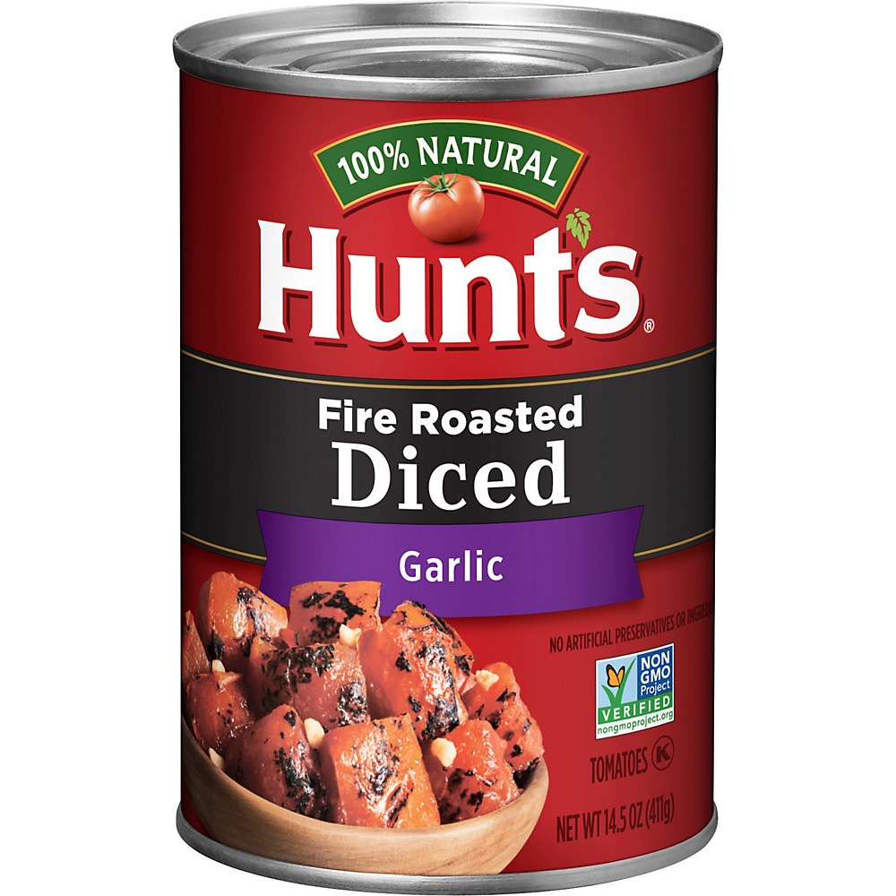 Calories in Hunt's Diced Fire Roasted Tomatoes with Garlic, 14.5 oz