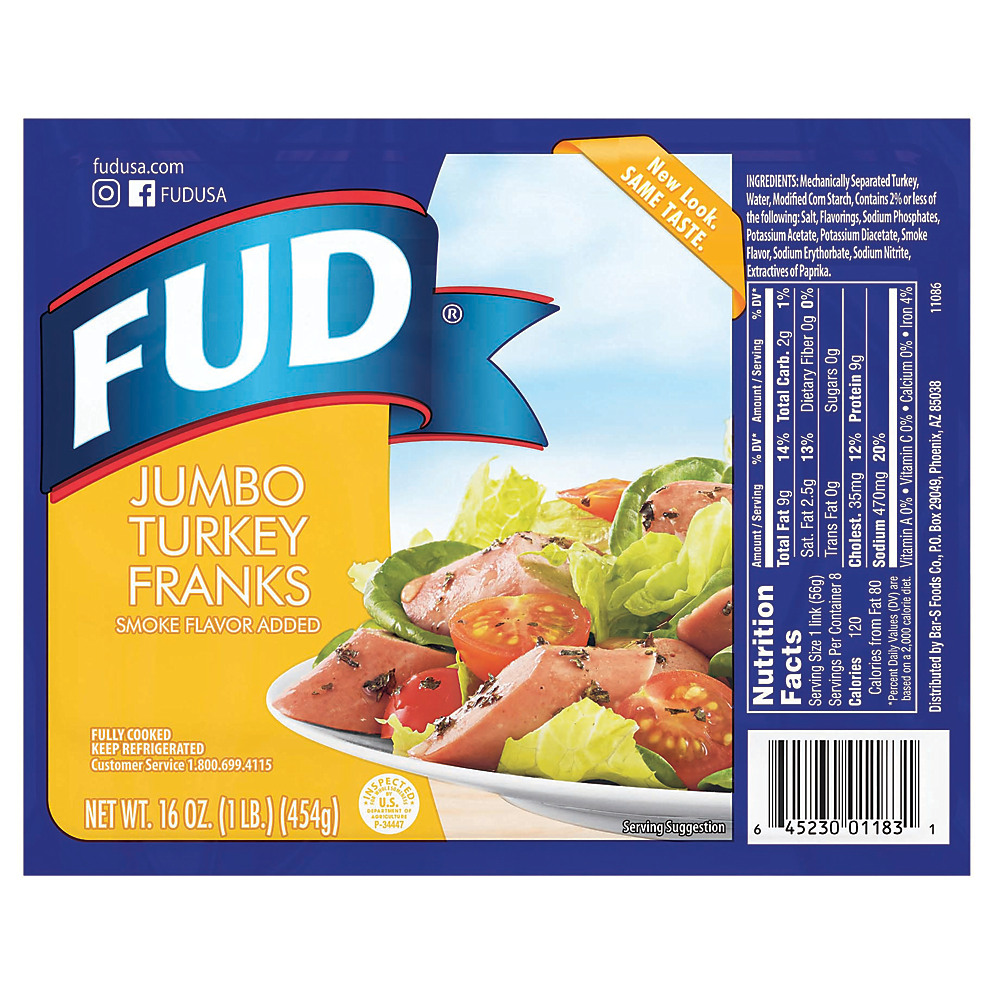 Calories in Fud Jumbo Turkey Franks, 8 ct