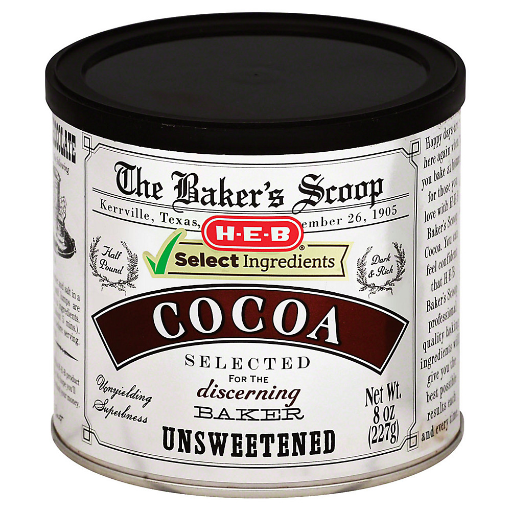 Calories in H-E-B Select Ingredients Baker's Scoop Unsweetened Cocoa, 8 oz