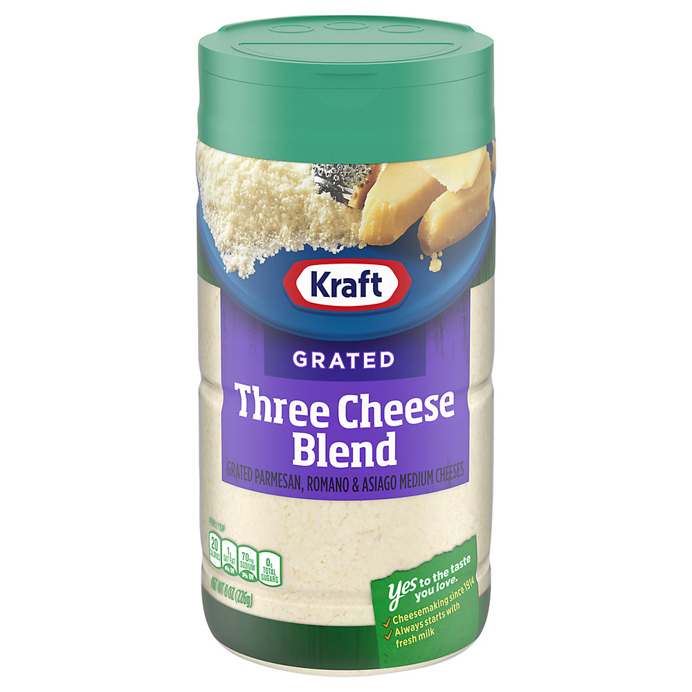 Calories in Kraft 100% Grated Three Cheese Blend, 8 oz