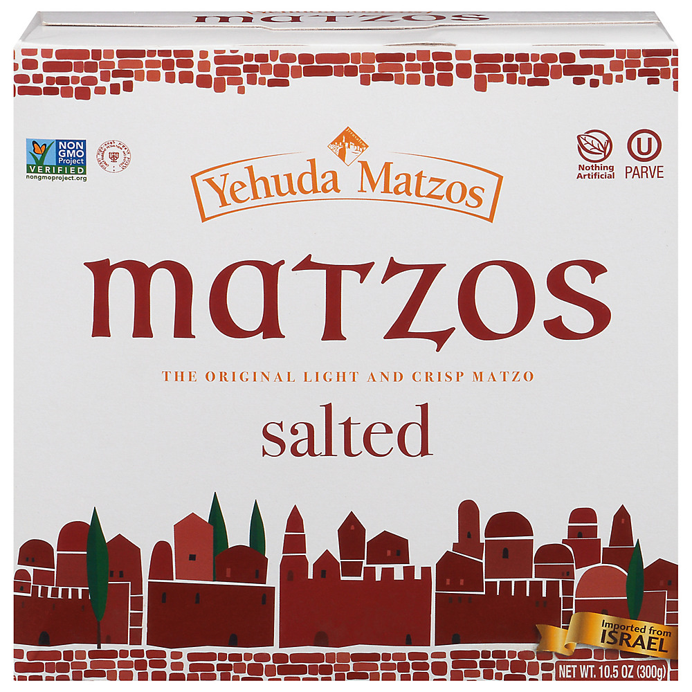 Calories in Yehuda Kosher Matzos Jerusalem Baked Salted Matzo Thins, 10.5 oz