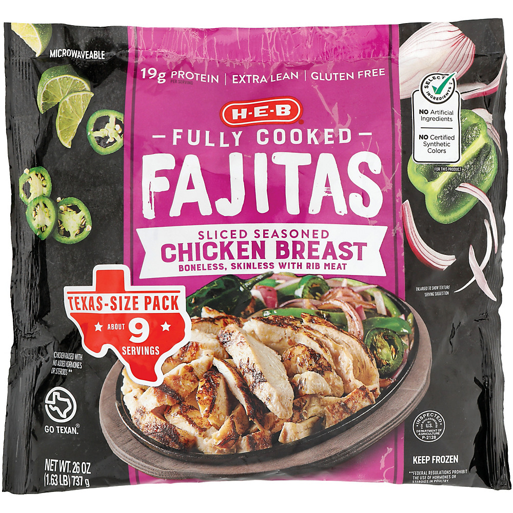Calories in H-E-B Select Ingredients Fully Cooked Chicken Breast Fajitas, 26 oz