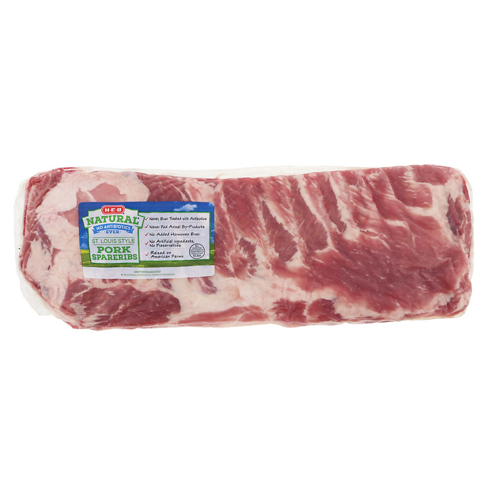 Calories in H-E-B Natural St. Louis Style Pork  Spareribs , Avg. 3.97 lbs