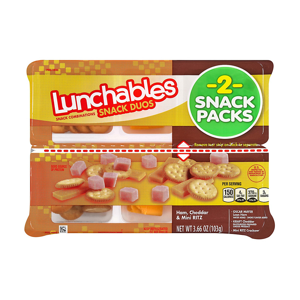 Calories in Oscar Mayer Lunchables Snack Duos Ham Cheddar and Mini Ritz, 3.66 oz
