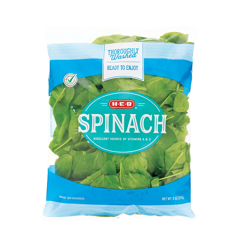 Calories in H-E-B Spinach, 9 oz