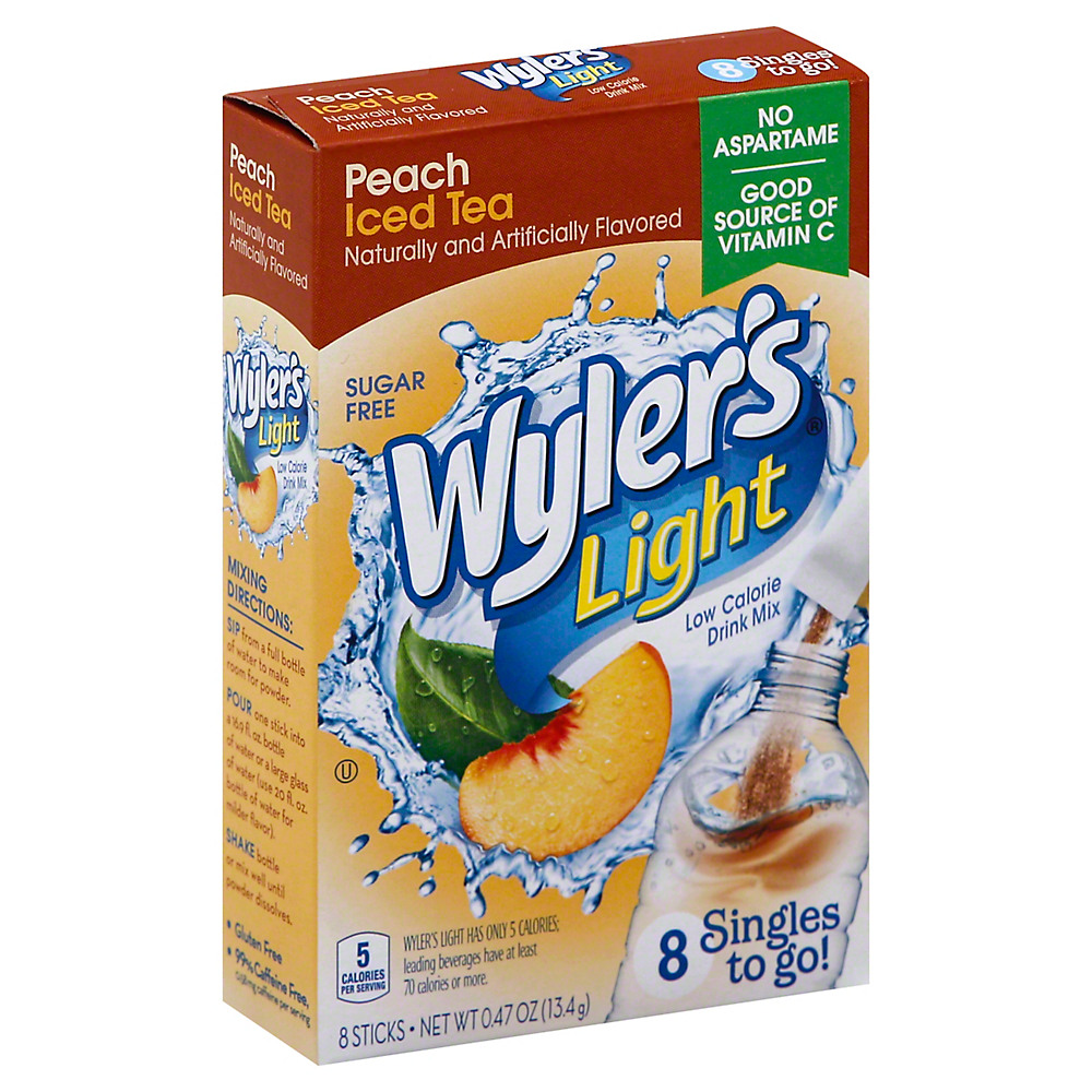 Calories in Wyler's Light Singles to Go! Peach Iced Tea Drink Mix, 8 ct