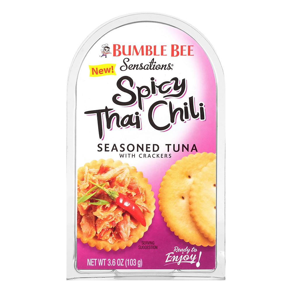 Calories in Bumble Bee Sensations Spicy Thai Chili Seasoned Tuna with Crackers, 3.6 oz