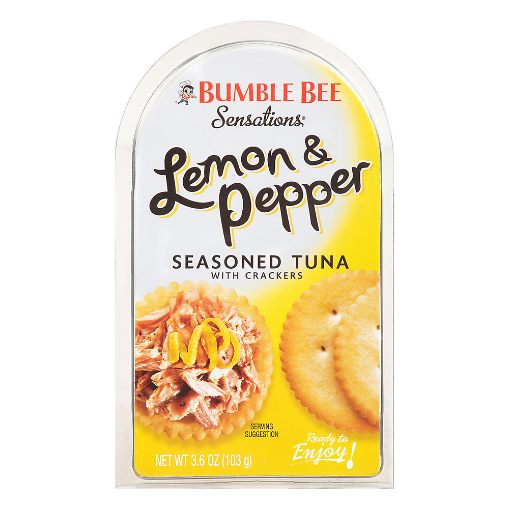 Calories in Bumble Bee Sensations Lemon & Pepper Seasoned Tuna with Crackers, 3.6 oz