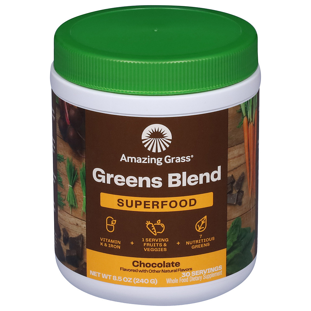 Calories in Amazing Grass Green Super Food Chocolate Drink Powder, 8.5 oz