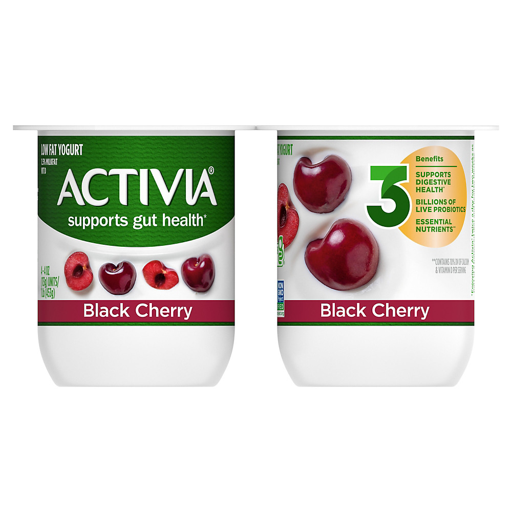 Calories in Activia Lowfat Probiotic Black Cherry Yogurt, 4 oz Cups, 4 pk