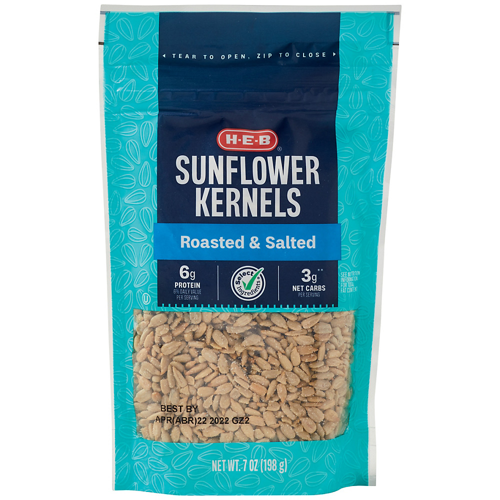 Calories in H-E-B Roasted & Salted Sunflower Kernels, 7 oz