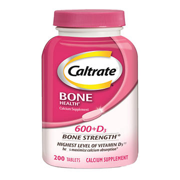 Caltrate Bone Health 600+D3 Calcium Supplement Tablets, 200 ct