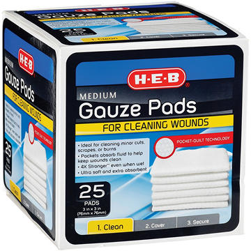 H-E-B Medium Gauze Pads, 25 ct