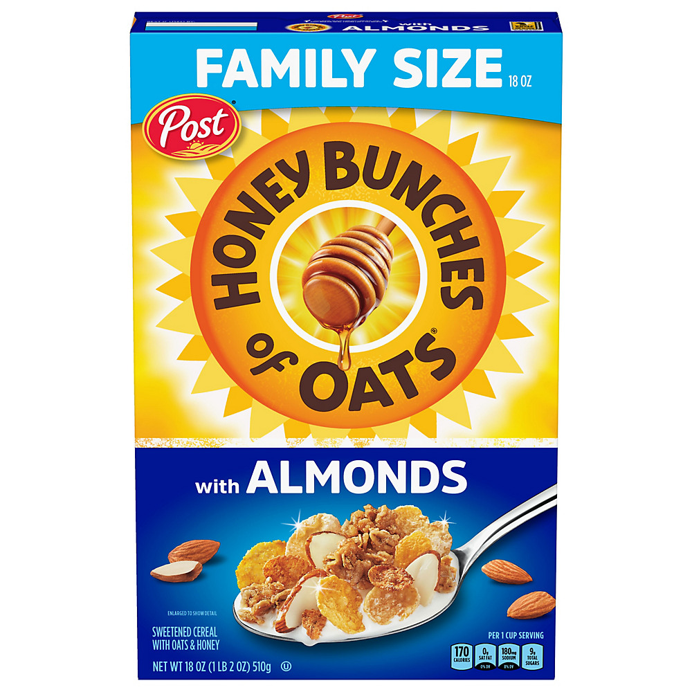 Calories in Post Honey Bunches of Oats Cereal with Almonds Family Size, 18 oz