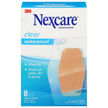 Nexcare Waterproof Knee & Elbow Clear Bandages, 8 ct