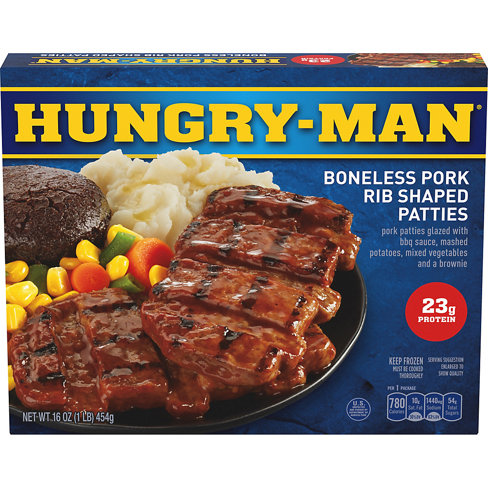 Calories in Hungry Man Boneless Pork Rib Shaped Patties, 16 oz