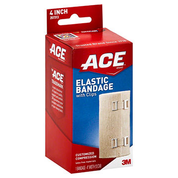 Ace 4 Inch Elastic Bandage With Clips, EACH