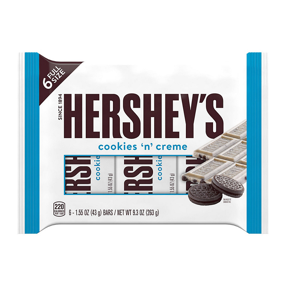 Calories in Hershey's Cookies 'N Creme Full Size Candy Bars, 9.3 oz, 6 ct
