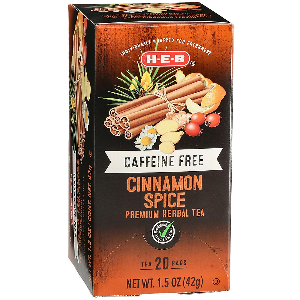Calories in H-E-B Select Ingredients Caffeine Free Cinnamon Spice Herbal Tea Bags, 20 ct