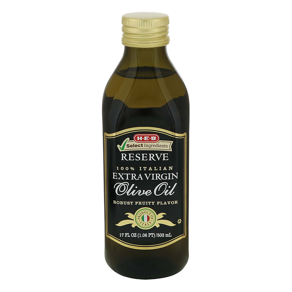 Calories in H-E-B Select Ingredients Reserve 100% Italian Extra Virgin Olive Oil, 17 oz